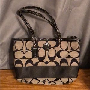Coach black and grey hand bag